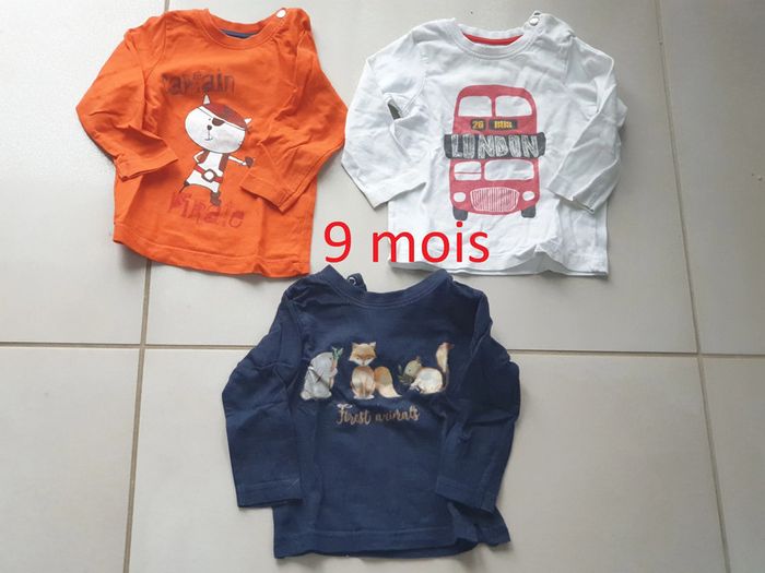 3 T- shirts manche longue 9 mois