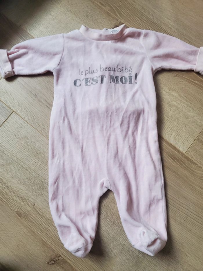 🌴 Pyjama velours rose taille 3 mois