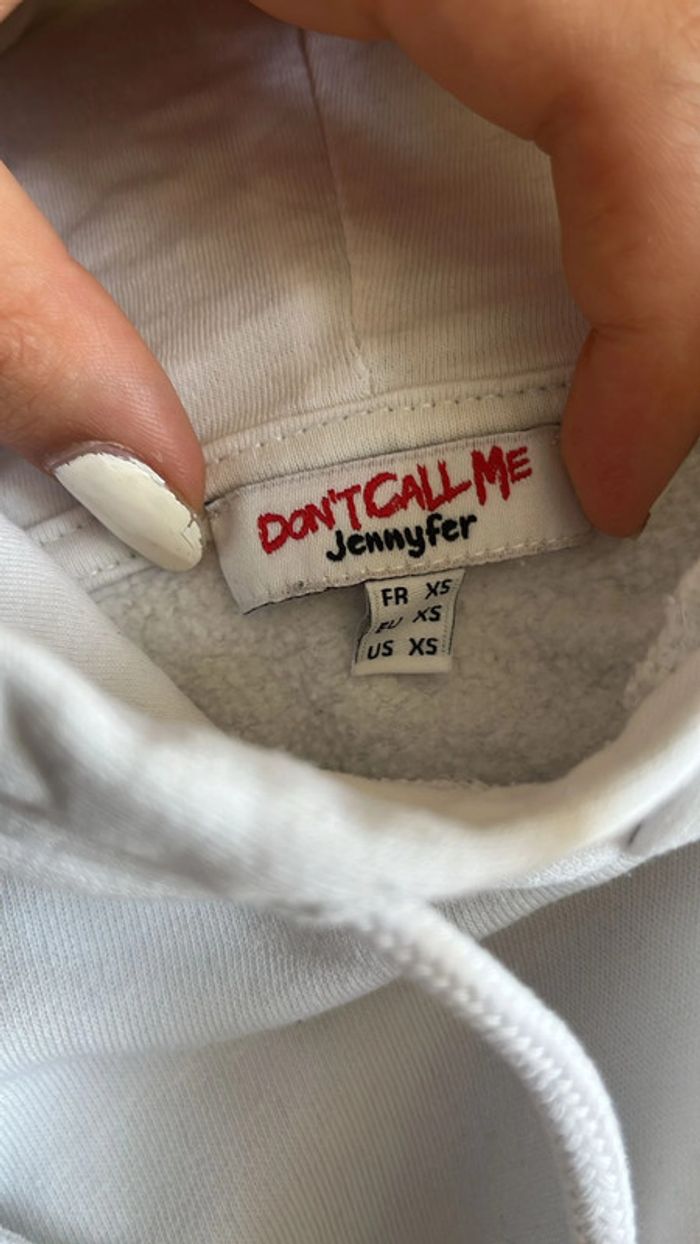 sweat capuche blanc dont call me jennyfer - photo numéro 2