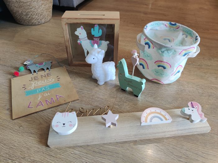 Lot déco 8 pièces licorne lama arc en ciel paillette - photo numéro 4