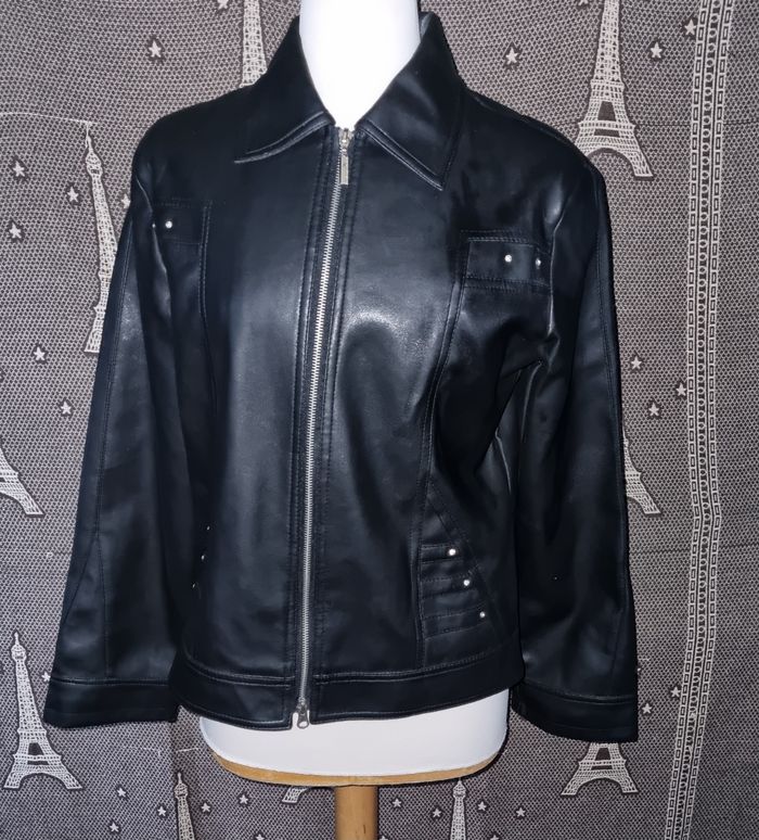 Veste noir imitation cuir taille XL