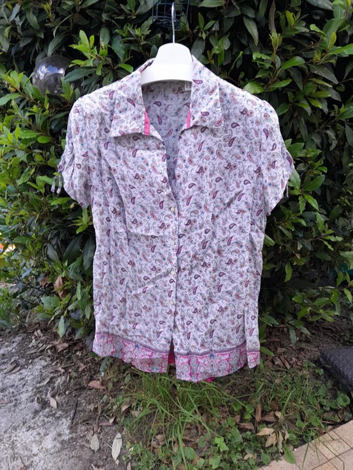Punt roma chemisier gris rose taille 44