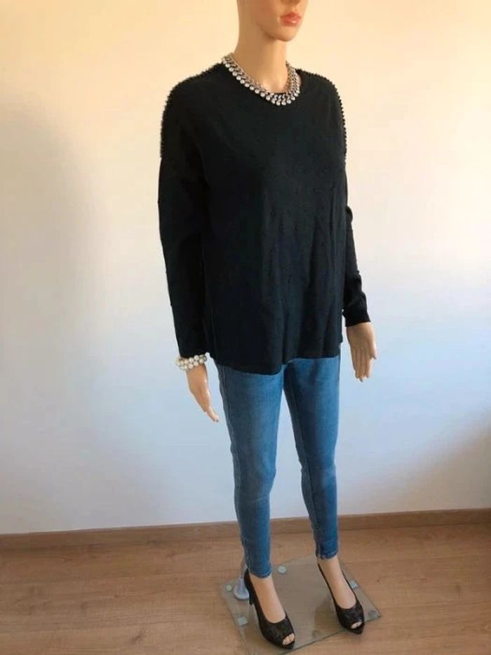 Pull noir neuf avec strass taille unique - photo numéro 4