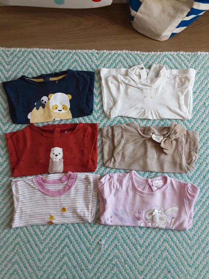 Lot de 6 t-shirt manches longues sous-pull T. 6 mois