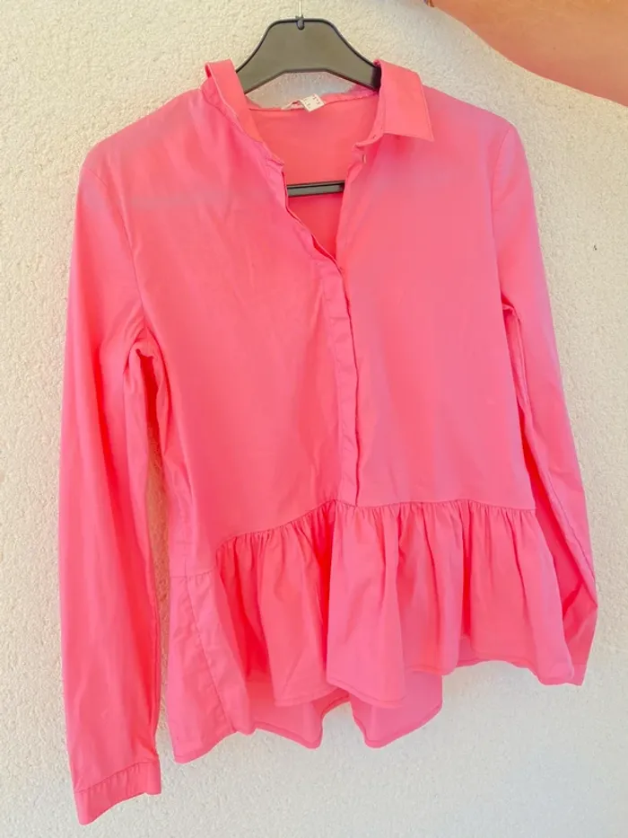 chemise esprit avec volants rose taille 36 - photo numéro 5