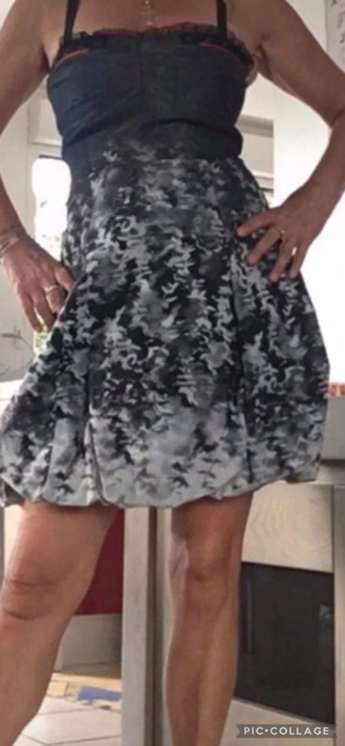 Magnifique robe lmv taille 38 noir gris bretelle élastique tulle neuve - photo numéro 3
