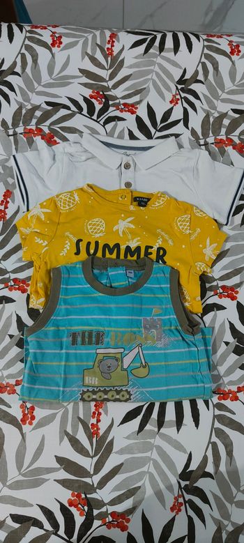 Lot t-shirts manches courtes et combi été, 18 mois