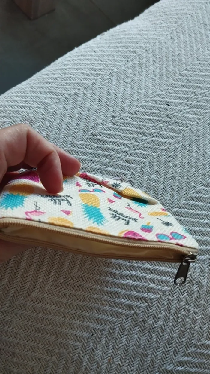 Porte monnaie tissu colorés flamand rose ananas - photo numéro 5