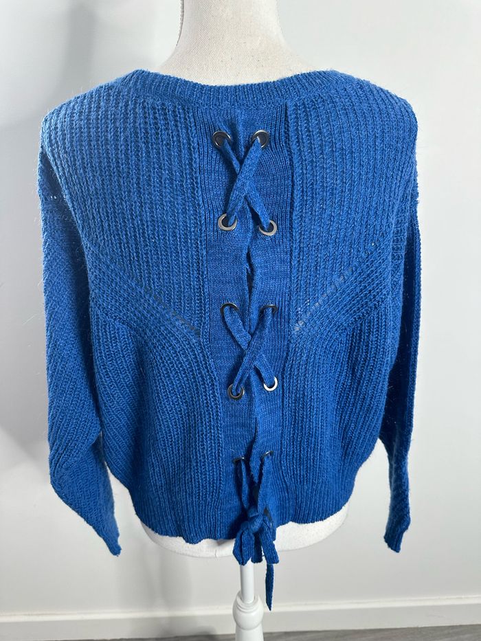 Pull en maille bleu roi lien dans le dos Ichi T34 XS - photo numéro 2