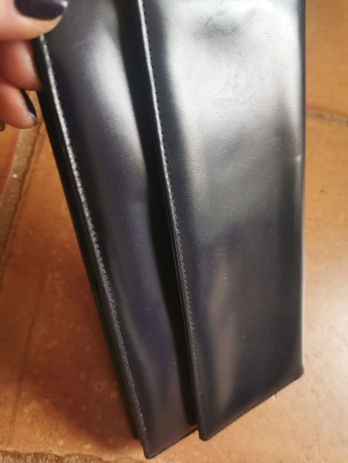 Pochette clutch en simili cuir bleu marine - photo numéro 7