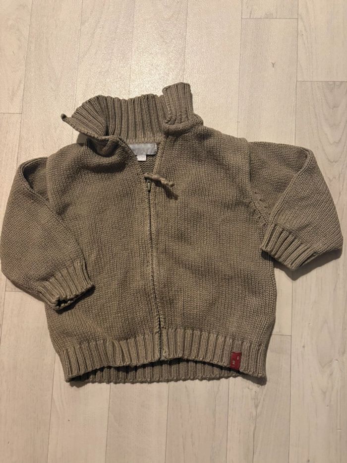 Gilet kimbaloo kaki 12 mois fermeture zippé