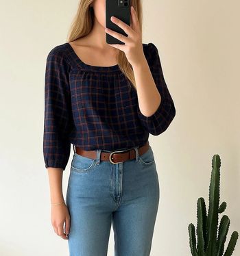Blouse à carreaux bleu marine taille 36 Maje Paris