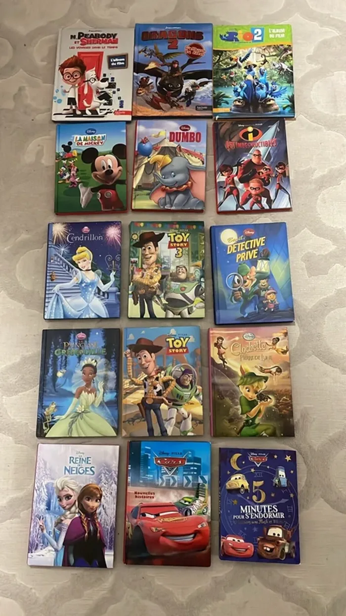 Lot 16 livres Disney enfants Cendrillon Toy Story, Cars, Reine des Neiges, Micky