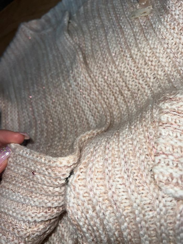 Gilet en laine rose pale chiné taille 2 3 4 ans tape à l’œil bien chaud veste - photo numéro 5