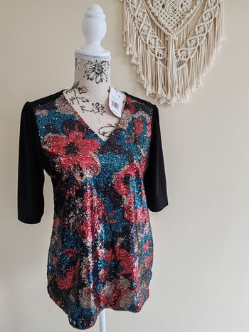 Joli haut à sequins femme taille M neuf