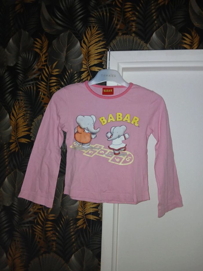 🩷 T-shirt manches longues Babar taille 6 ans. - photo numéro 2
