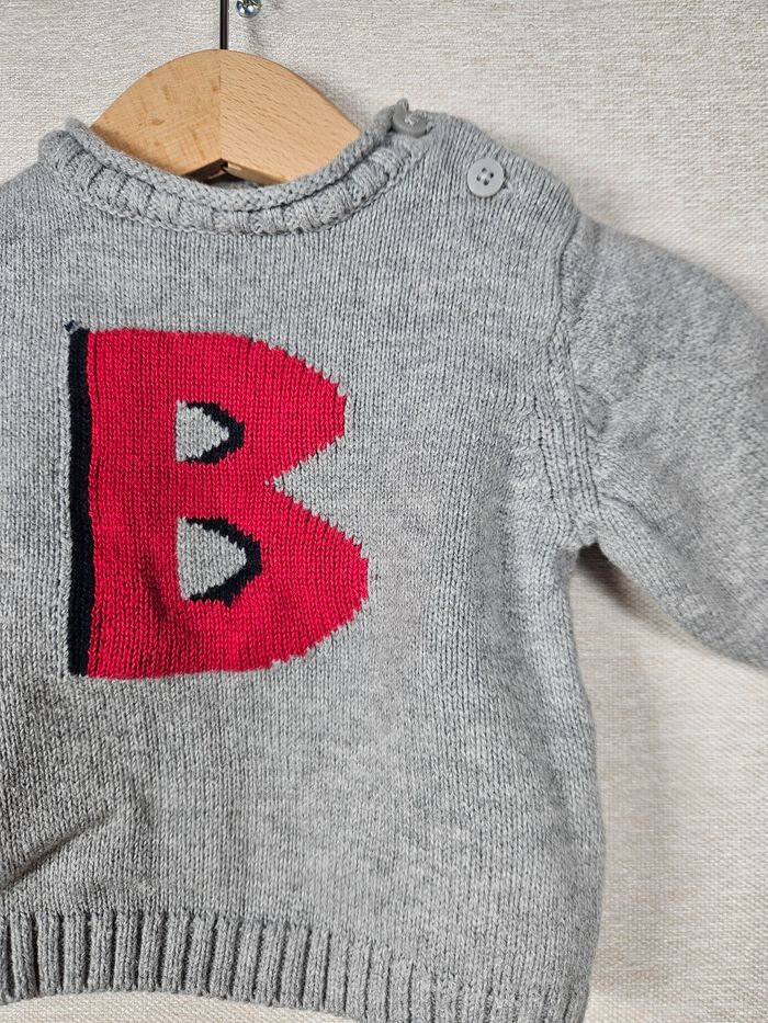 Pull en maille gris tex 3 mois - photo numéro 5