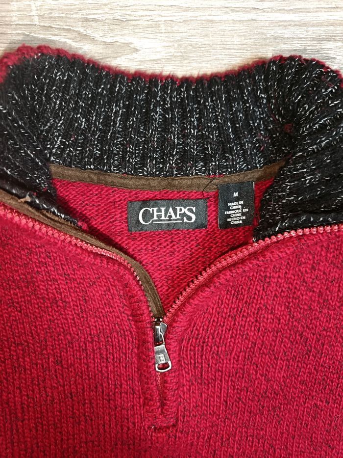 Pull chaps col quart zip rouge taille M homme - photo numéro 4