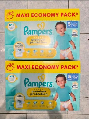🍼 Pampers Premium Protection – Taille 5 (11–16 kg) – Lot 2x80 couches – Neuf