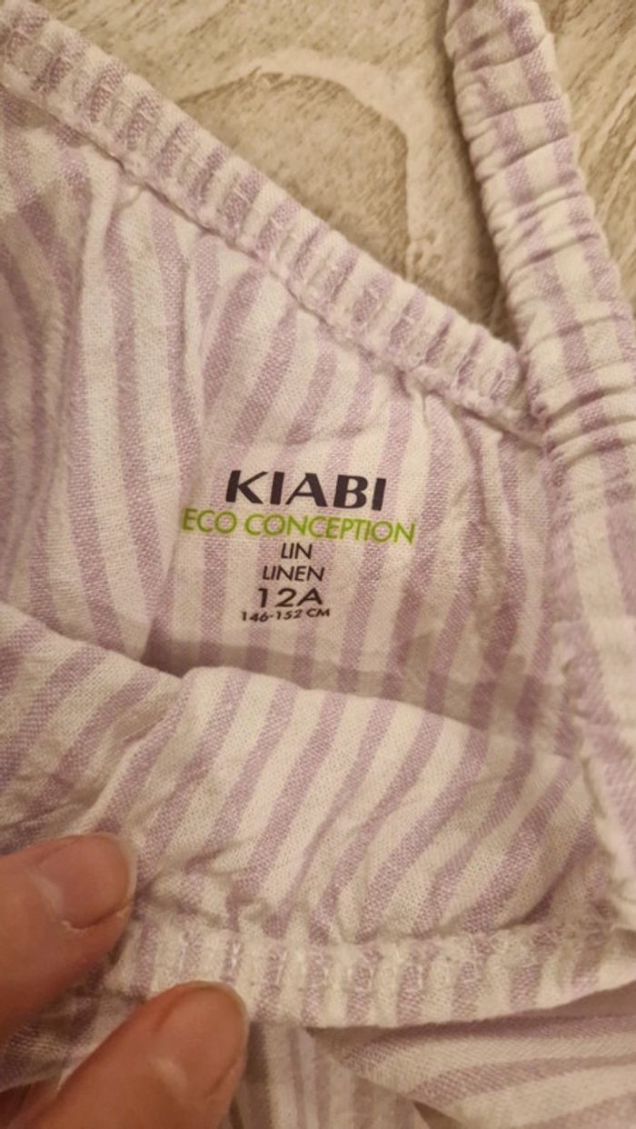Combishort asymétrique chic en lin lila et blanc Kiabi 🌸12 ans - photo numéro 3