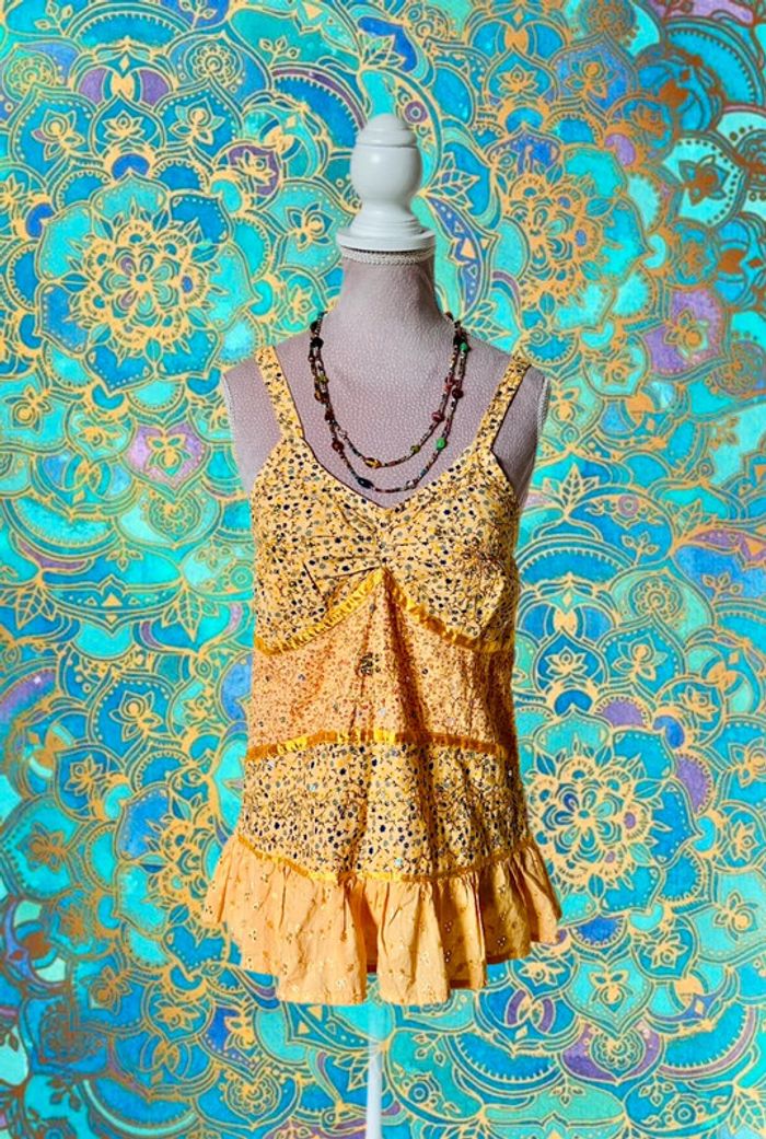 🌞🌿Top boho chic et lumineux brodé made in India Summer fairy soul hippie top🌿🌞
