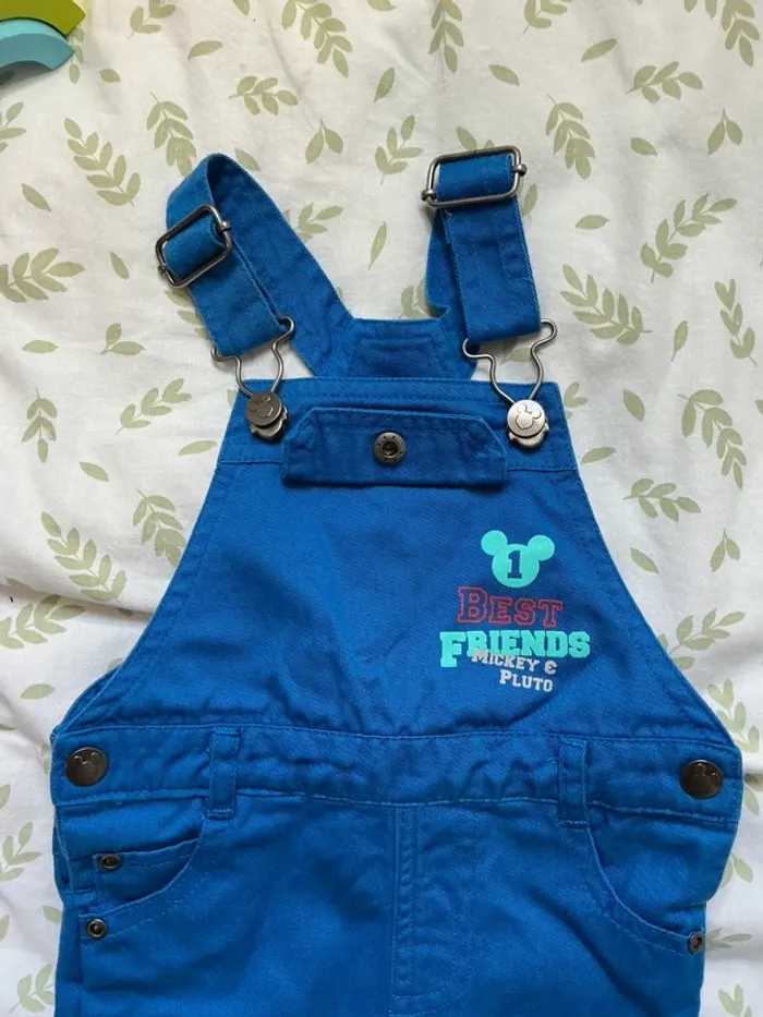 salopette short bleu 6 mois disney pressions entre les jambes - photo numéro 4