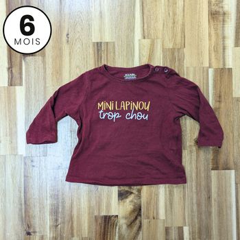 T-shirt manches longues bordeaux - bébé 6 mois