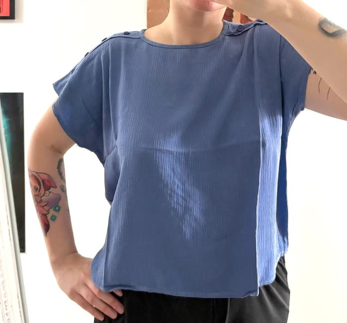 Blouse violette à manches courtes vintage 80s 42 - photo numéro 4