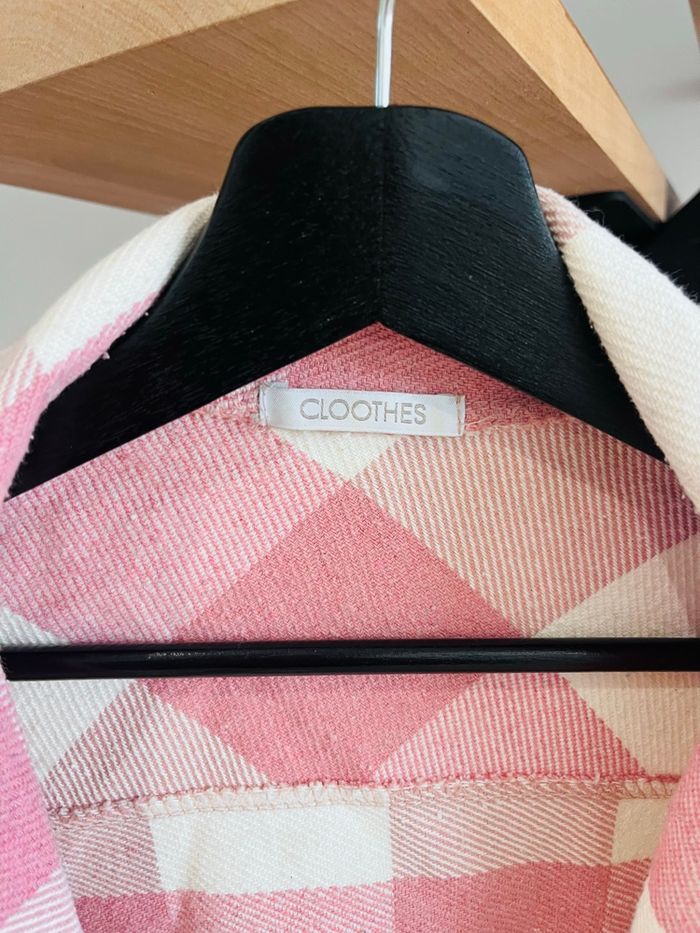 Veste chemise carreaux bûcheron rose et blanche oversize - photo numéro 2