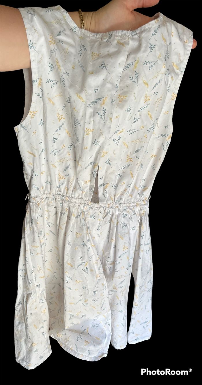 Belle robe d’été blanche motifs « feuilles » T. 12 ans /152 cm fille TBE - photo numéro 2