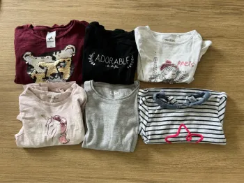Lot 6 teeshirts manches longues fille 4 ans