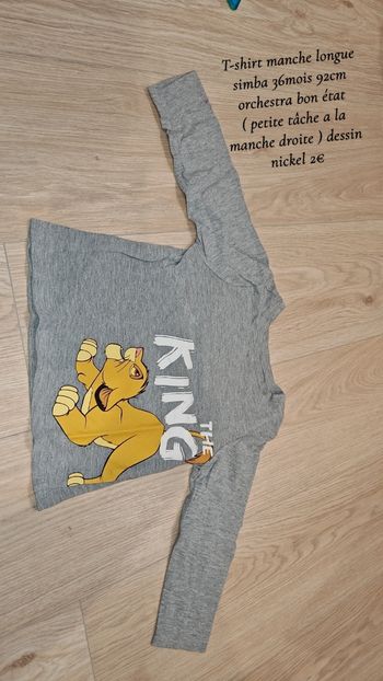 T-shirt manche longue Simba 36mois 92cm orchestra 