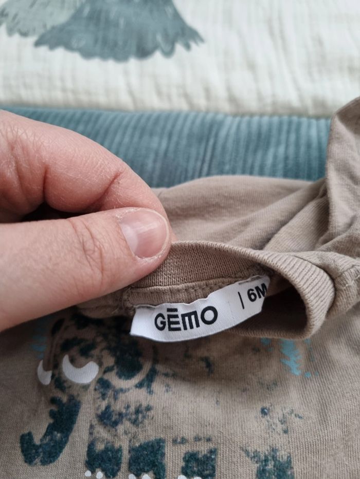 T-shirt manches longues marron "Outside" - Gémo - 6 mois - photo numéro 2