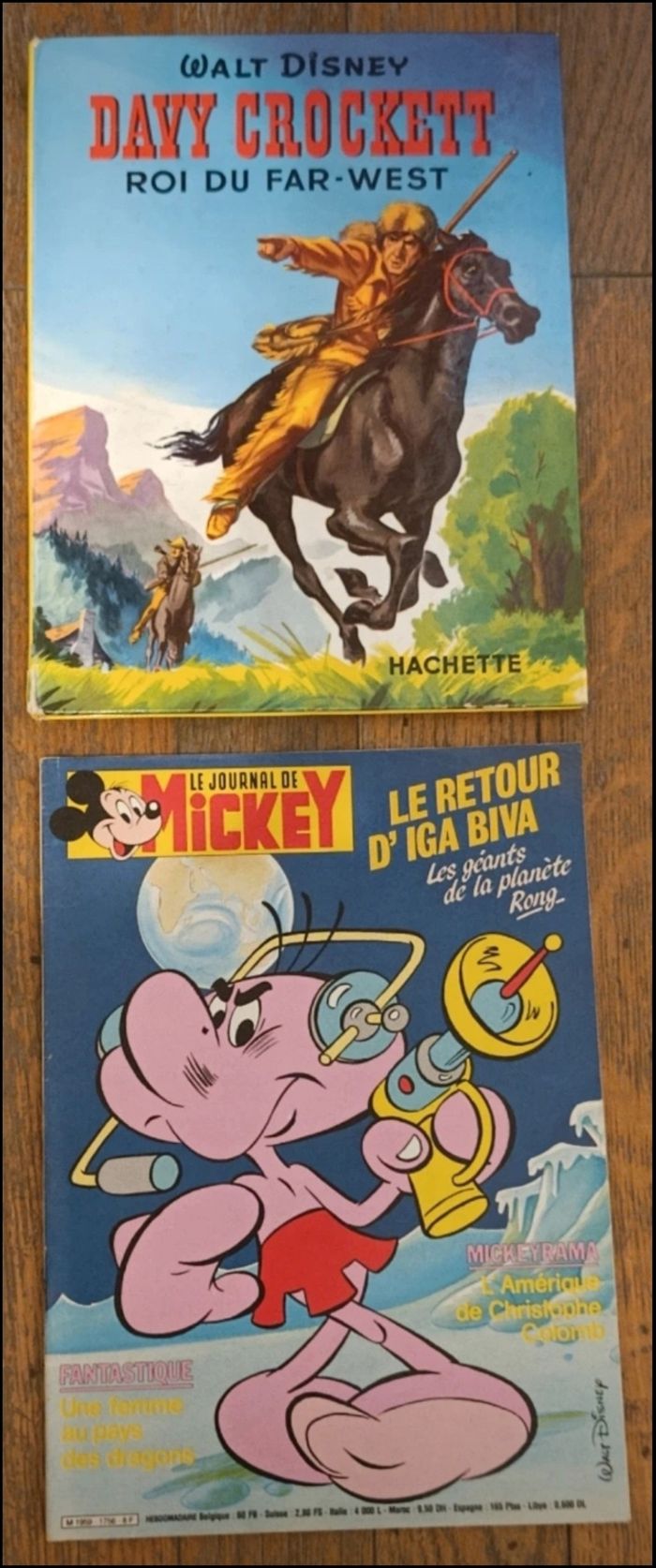 Lot Davy Crockett livre 1956 + journal de Mickey avec bd 1986 vintage - photo numéro 2