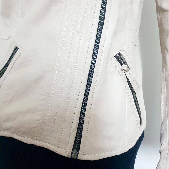 Veste en cuir 34 AJC couleur crème - photo numéro 7