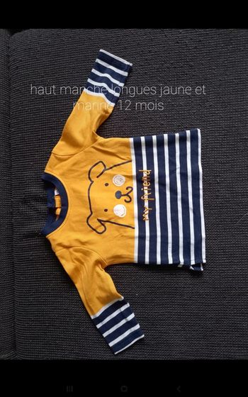 Haut manche longue à motif  jaune rayé bleu