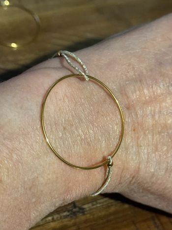 Bracelet cordon doré cercle fin xl acier inoxydable or habaha Paris