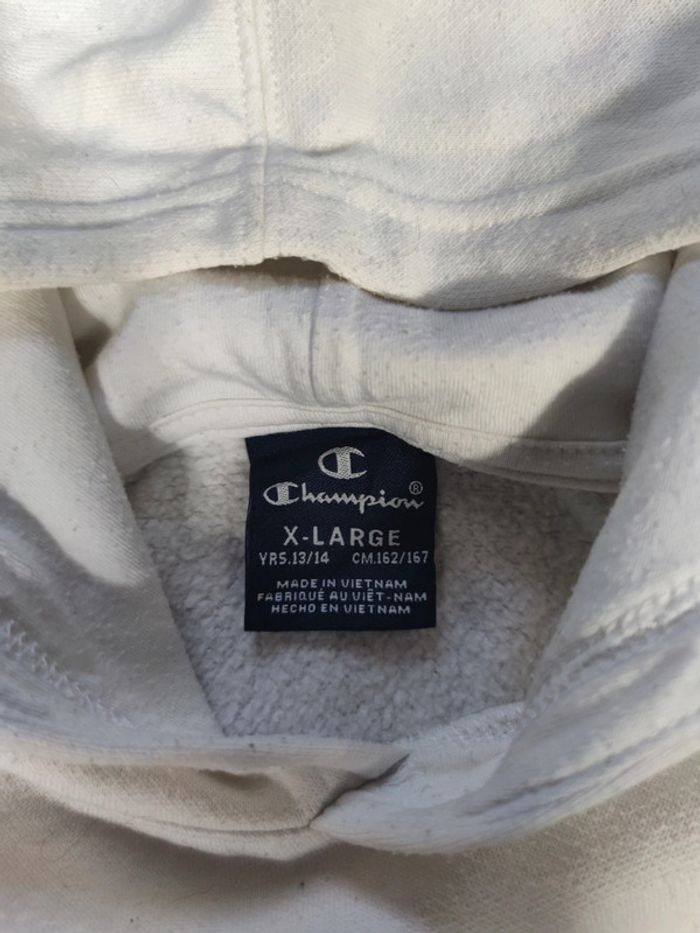 Sweat à Capuche Champion Blanc Logo Floqué Taille XS Homme - photo numéro 5