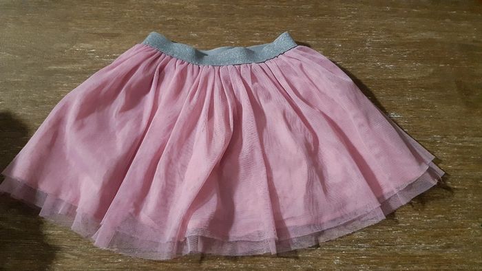 Jupe DPAM tulle princesse élastique argent paillettes 4 ans