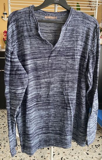 Pull fin chine bleu 