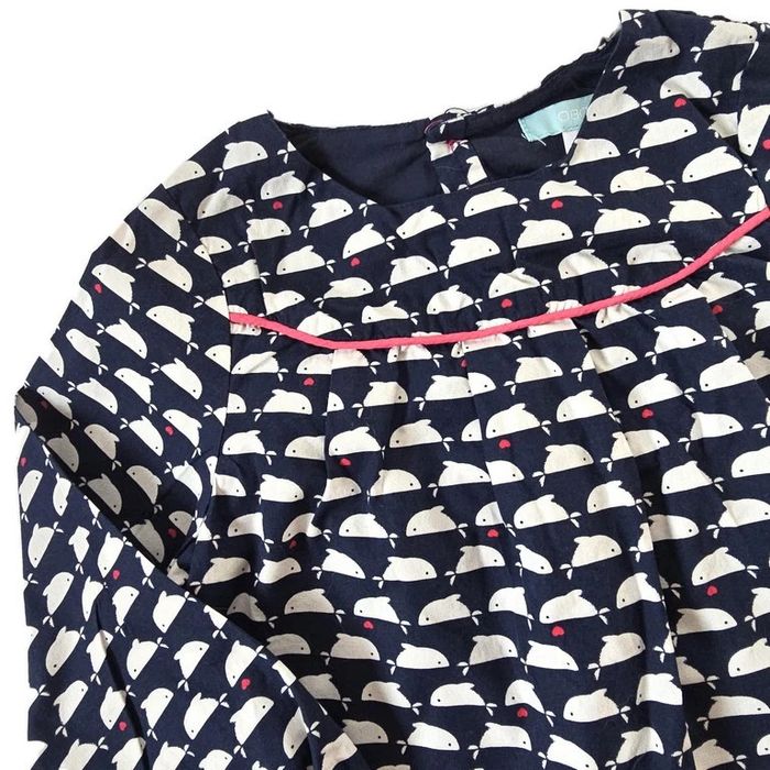 Blouse bleu marine blanche bébé fille 24 Mois Obaibi - photo numéro 2