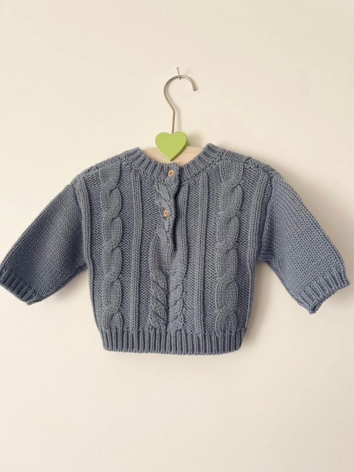 Pull bleu grisé neuf jamais porté boutchou taille 1 mois de chez Monoprix - photo numéro 11