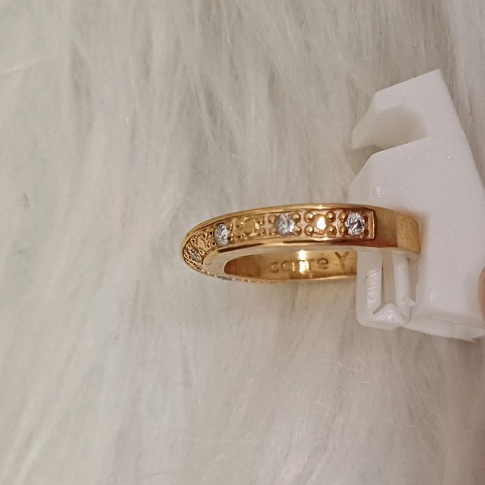 Bague carré y doré à l'or fine et pierre zircon - photo numéro 3