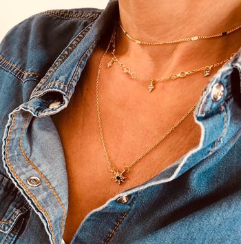 Collier 3 rangées en laiton doré