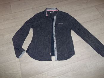 Chemise CACHE CACHE bleu marine et points blancs chic taille 42 TBE