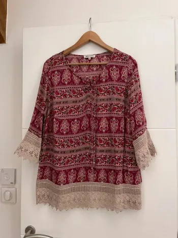 Superbe Blouse Tunique avec dentelle Grain de Malice 🌸 42