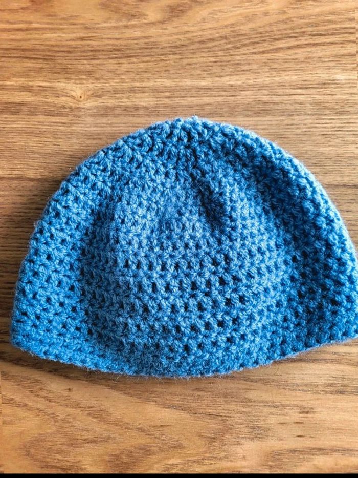 Bonnet d'Hiver Petite Fille Bleu Enfant en Laine Tissée au Crochet – Motif Fleur - photo numéro 6
