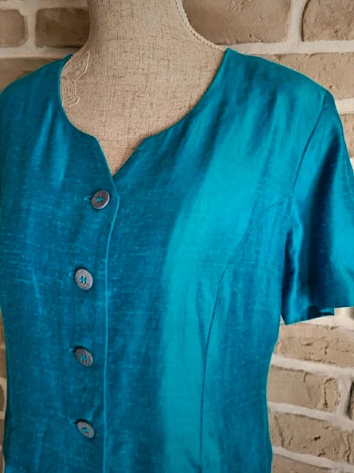Ensemble tailleur chic et vintage années 80 haut et jupe bleu - photo numéro 4