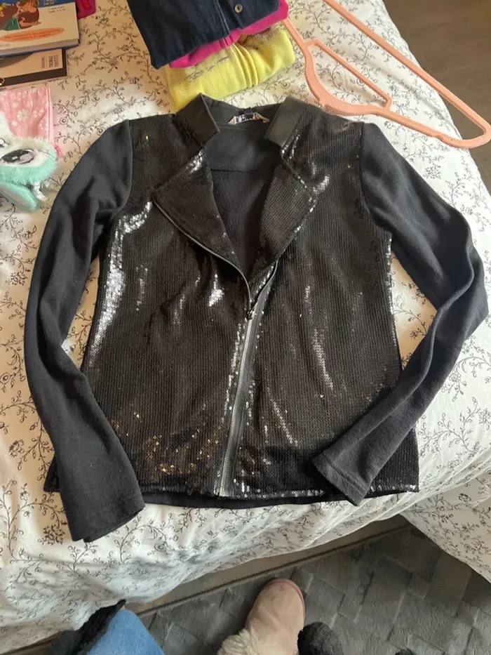 Veste légère paillette noir