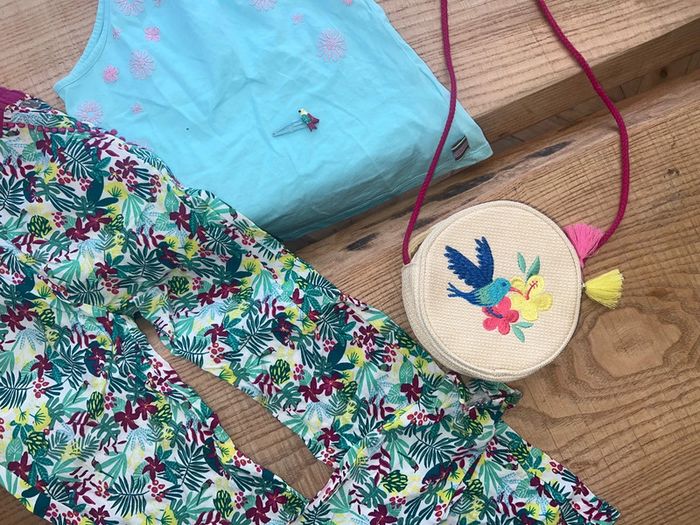 Ensemble été sergent major 7 8 ans pantalon débardeur pantalon sac à main neuf barrette à cheveux - photo numéro 4